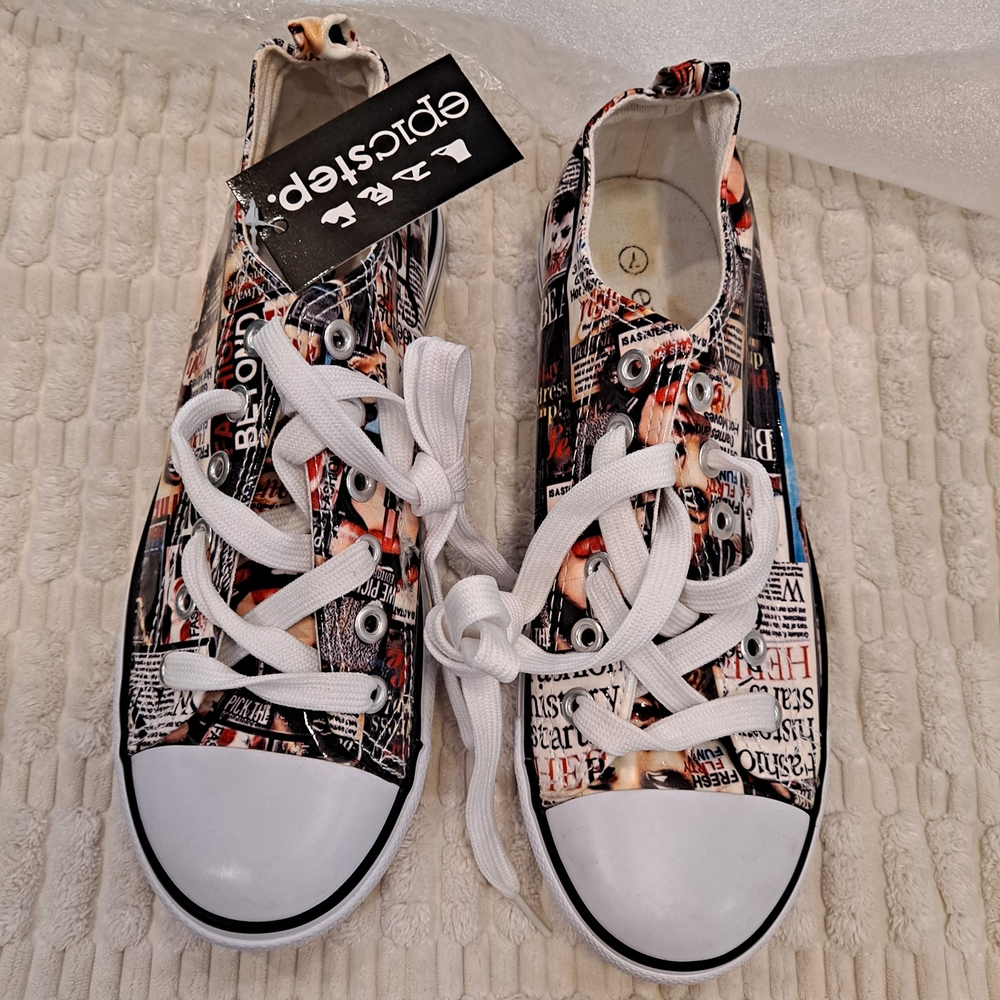 Graphic High-Top Sneakers with White Accents